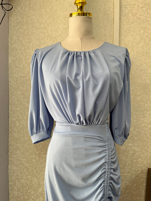 Round Neck Side Runched Dress